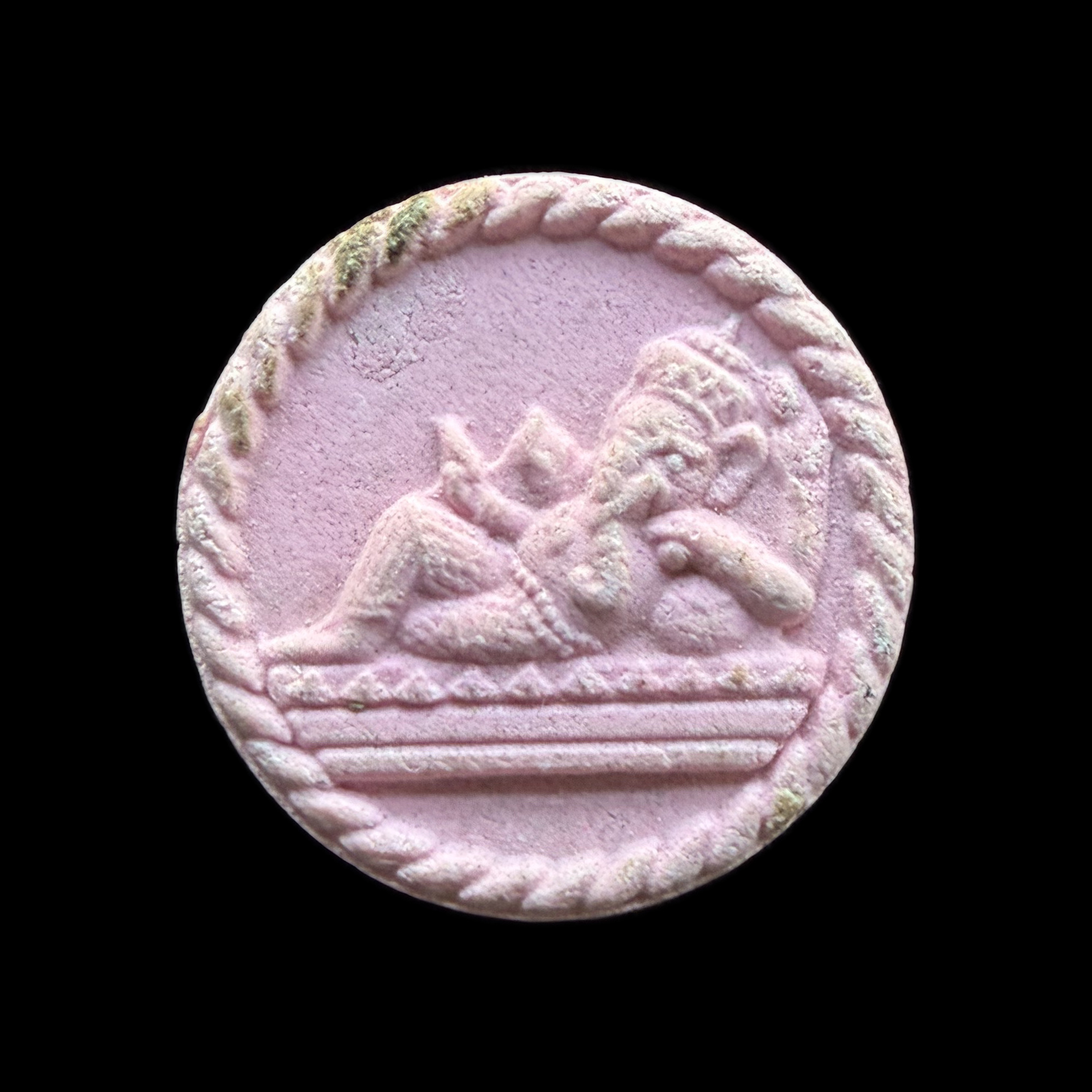 Love Ganesha — Pink Round Om-Back Medallion, front view