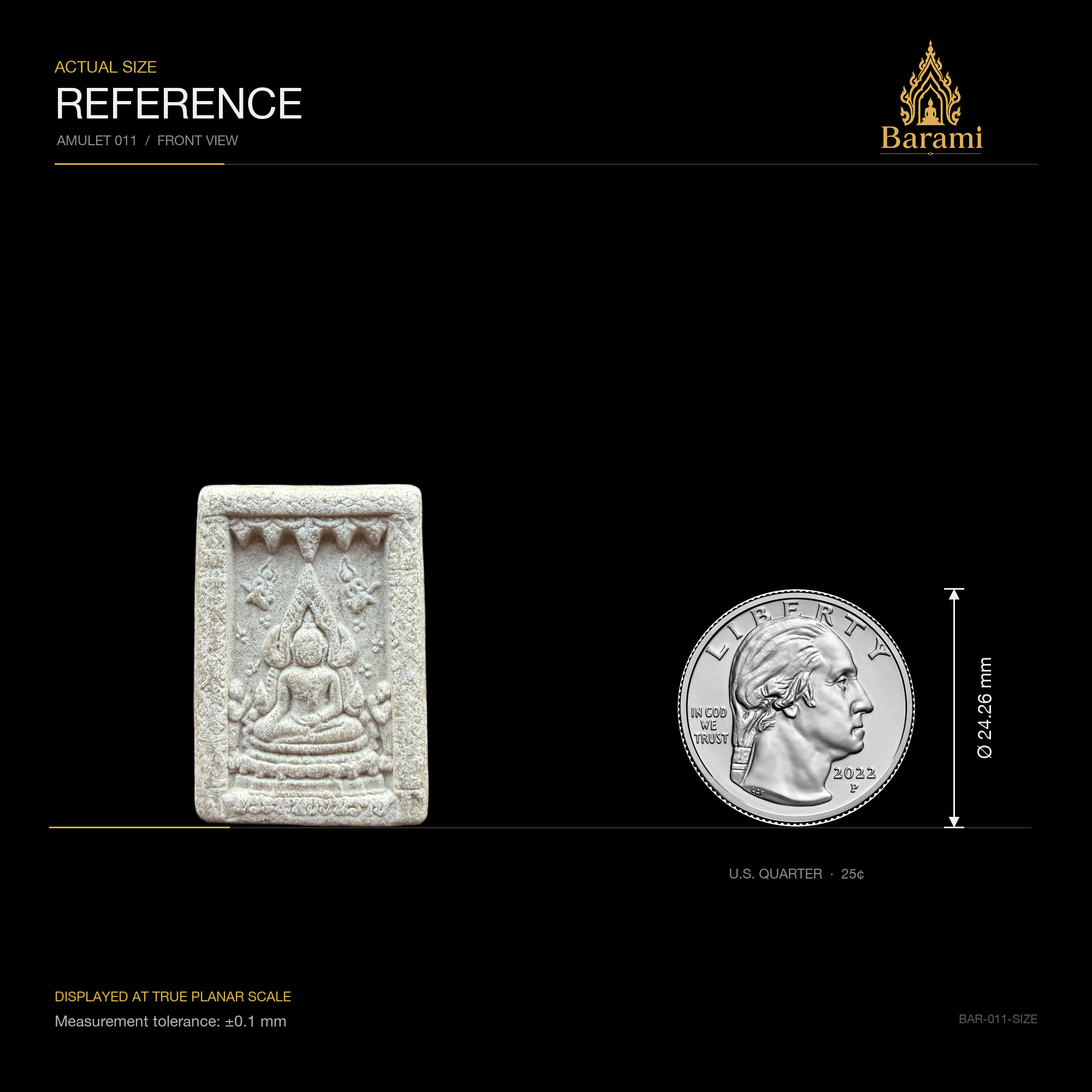 Phra Phuttha Chinnarat — White Rectangular Relief, size reference