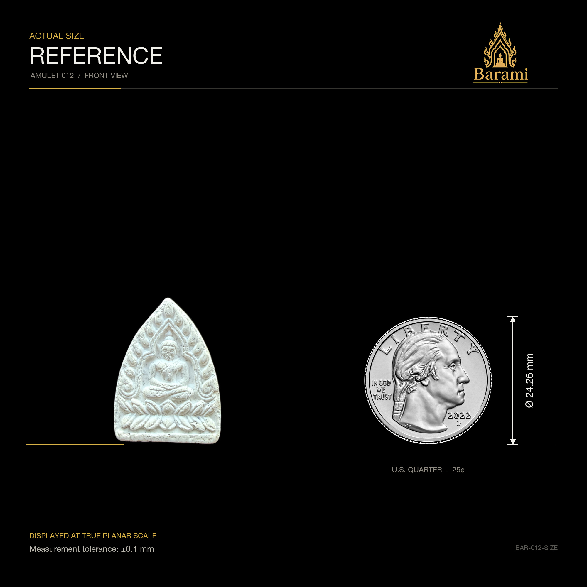 Lotus-Seated Buddha — Pointed White Relief, size reference