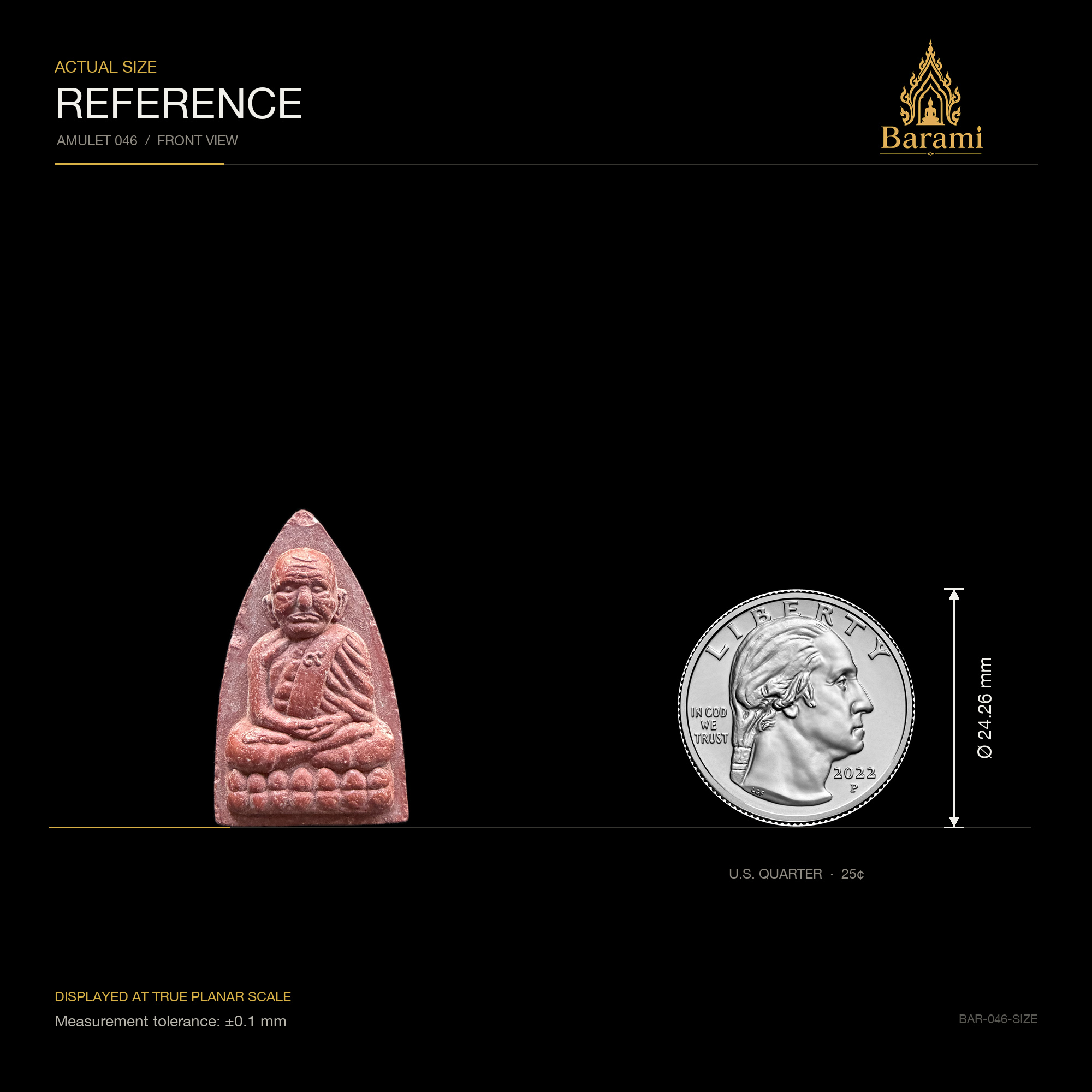 Luang Pu Thuat — Red Pointed Arch Form, size reference